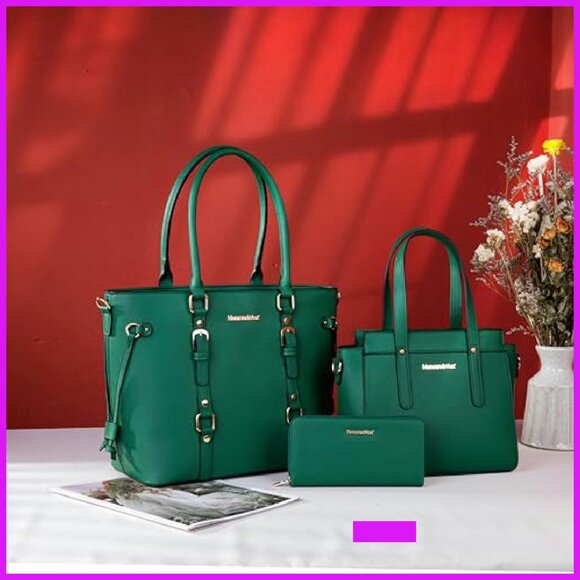 PU Leather Tote Bag Wallet Set Elegant Classic Shoulder Satchel Handbags - Picture 3 of 6